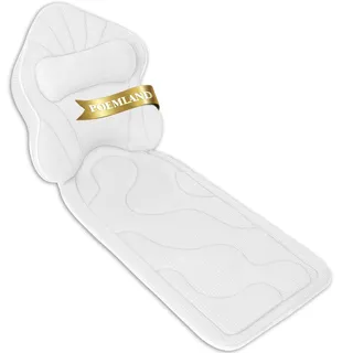 Poemland Luxus Dicke, volle Körper Badewannenkissen Mat & Cushion für Badewanne Kopfstütze Hals Schulter unterstützt Comfort Entspannung Spa Accessories Perfekt für Eintauchen in der Badewanne (Weiß)
