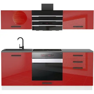Belini Küchenzeile Sophia 180 cm Rot Hochglanz