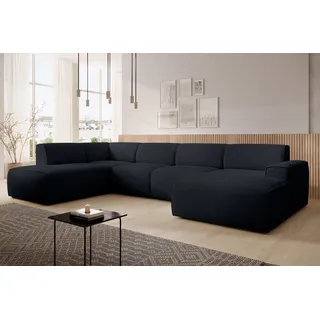AX LIVING XXL Sofa U Form Didim Schwarz 378cm breit modern & großzügig L - Schwarz