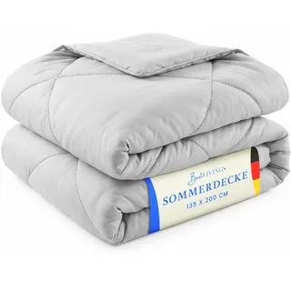 Bestlivings Sommerdecke 135x200cm Hellgrau – leicht, atmungsaktiv, Oeko-TEX | Leichte 700g Sommerbettdecke mit weicher Mikrofaser, ohne Bezug nutzbar, 60 °C waschbar, auch praktisch für Gäste & Reisen