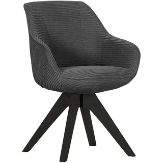 Landscape Armlehnstuhl , Grau, Schwarz , Textil , Eiche , massiv , Uni , eckig , 60x83x65 cm , Stoffauswahl, Typenauswahl, Sitzfläche 360° drehbar , Esszimmer, Stühle, Polsterstühle