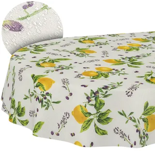 ANRO Tischdecke aus Stoff Oval 200 x 140 cm Gelb