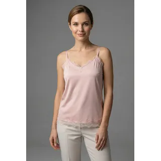 Spitzentop FREEQUENT "FQBICCO-ST", Damen, Gr. M, rosa (pale mauve), Jersey, Obermaterial: 95% Polyester, 5% Elasthan, unifarben, bequem hüftbedeckend, V-Ausschnitt, Tops Spitzentop, mit Spaghetti-Trägern