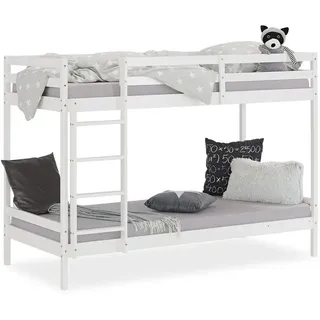 Homestyle4u Etagenbett 90/200 cm Weiß , Holz , Babymöbel & Kindermöbel, Kinderzimmer & Jugendzimmer, Stockbetten