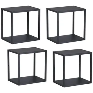 [en.casa] Wandregal 4 tlg. 27,5 x 27,5 x 20 cm Schwarz