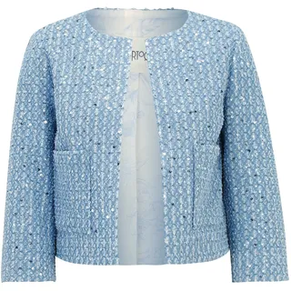 Jackenblazer CARTOON "Blazer-Jacke mit Pailletten", Damen, Gr. 42, blau (light blau, grau), Obermaterial: 81% Baumwolle CO. 19% Polyester PES., Blazer Jackenblazer