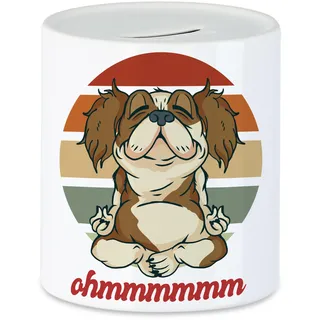 Hey!Print Ohmmm Spardose Meditation Yoga Süßer Hund Geschenkidee Yoga-Studio Mental Health