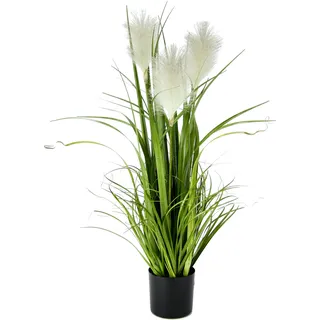 Flair Flower Kunstpflanze Pampas Gras im Topf Kunstgras Künstliches Federgras Seidenblumen Dekogras Dekopflanze Pflanzen Ziergras Pampasgras Kunstblume Grünpflanze Zimmerpflanze Gräser Grasbusch Blume, 80cm