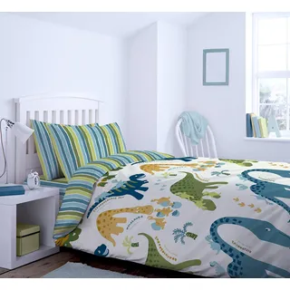 Catherine Lansfield Dino 135x200cm Duvet Cover and 1 80x80cm Pillowcase Multi