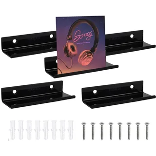 Lotbun 4 Stück schallplatten wandhalterung,Vinyl Halter Schallplatten Halter Wand Transparent CD Wandhalterung Acryl Regal, für Buch Foto Bild (Schwarz)