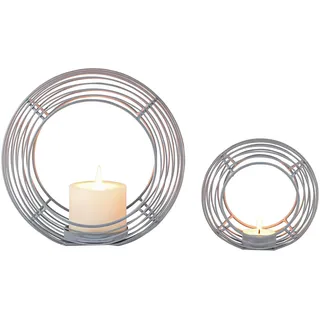 Marrakesch 2er Set Deko Aesthetic Windlichter Metall Draht 21 &14 cm groß grau | Windlicht Teelichthalter Looba als Gartendeko & Wohnzimmer Tisch Deko | Exquisite Kerzenständer für Kerzen