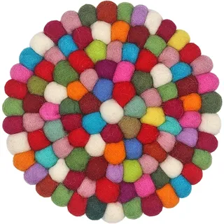 Topfuntersetzer Filz, Filzkugel Untersetzer, Filzuntersetzer Rund 20cm, Filz Untersetzer, Bunter Runder Untersetzers, Untersetzerfilzkugeln, Filzuntersetzer Bunt für Tassen, Töpfe, Pfannen und Tassen
