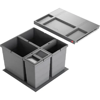 HAILO Abfallsorter 3301641 ALLEGRO 295 18/18/8/8/D dunkelgrau mit 52 Liter Abfallvolumen für 60 cm Schrankbreite - Grau