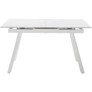 MCA Furniture Esstisch »PARENZO Auszugtisch 140-180 cm weiß marmoriert - bis 8 Personen« 1 Stk. tlg. Keramik, Metall weiß, Synchronauszug, ausziehbar, 6-8 Personen