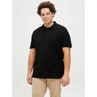 Poloshirt "JJEAUSTIN POLO SS NOOS PLS", Herren, Gr. 3XL, schwarz (schwarz detail:classic), Jersey, Obermaterial: 58% Polyester, 40% Baumwolle, 2% Elasthan, JACK & JONES PLUSSIZE, unifarben, regular fit normal, Shirts Poloshirt, mit Polokragen