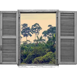 Queence Wandtattoo »Regenwald« Wandsticker, Wandbild, selbstklebend, 3D, Fenster, grün