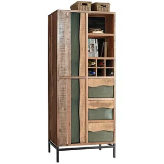 Livetastic Regal , Grau, Akaziefarben , Holz, Metall , Akazie , massiv , 2 Fächer , 3 Schubladen , 88x195x40 cm , Wohnzimmer, Regale, Bücherregale