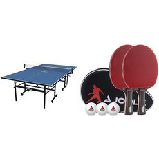JOOLA Tischtennisplatte Inside 13 Tischtennistisch Indoor klappbares Untergestell & Tischtennis Set Duo PRO 2 Tischtennisschläger + 3 Tischtennisbälle + Tischtennishülle, rot/schwarz, 6-teilig