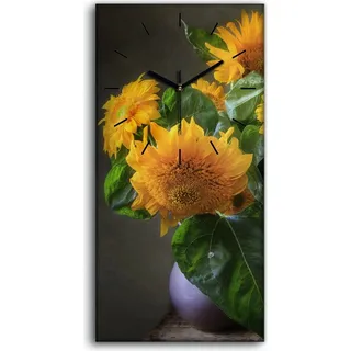 Wandbild Leinwand Bilder Wanduhr 30x60 Gemälde Blumen Tier Katze Kunst - schwarze Hände - Bunt