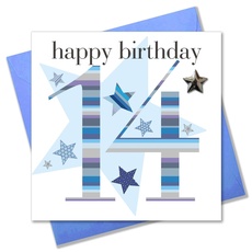Claire Giles Geburtstagskarte zum 14. Geburtstag, für Jungen, Blau