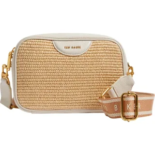 Ted Baker Umhängetasche Bardas Webbing Faux Raffia Camera Crossbody Bag Ecru creme - Weiß