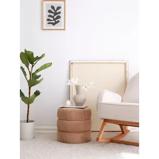 Stylish Camel Pouffe, 40 x 40 x 40 cm, 100% Wooden Frame, Soft Teddy Fabric | Perfect for Modern Living Rooms & Cozy Spaces, Elegant & Versatile Design