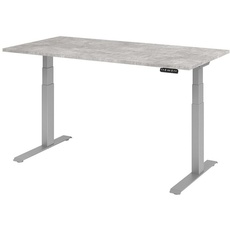 Bild elektrisch höhenverstellbarer Schreibtisch beton rechteckig, C-Fuß-Gestell silber 160,0 x 80,0 cm