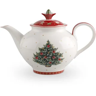 Villeroy & Boch Toy's Delight Kanne mit Deckel, Teekanne Kaffeekanne, Weihnachtsdeko, Weihnachtsdekorationen, Tannenbaum, Weihnachtsgeschirr, Premium Porzellan