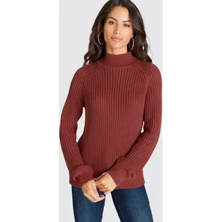 Laura Scott Strickpullover aus Grobstrick mit Stehkragen, cognac
