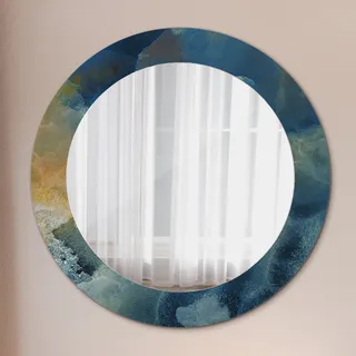 Spiegel - Mirror zum Wandspiegel Schlafzimmer – Schminkspiegel- weiß Marmor Gold- Ø60cm - Grau