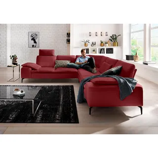W.SCHILLIG Ecksofa "valentinoo, Designsofa, elegant und bequem, L-Form" mit Sitztiefenverstellung, Breite 318 cm, ruby rot z73