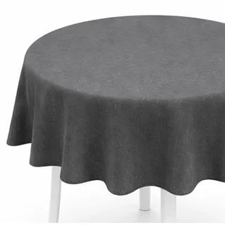 Bestlivings Gartentischdecke ( Ø140cm / Anthrazit ) Weichschaum – wetterfeste Outdoor Tischdecke mit Paspelband, rutschfest & abwischbar – ideal für Garten, Balkon & Terrasse - Grau