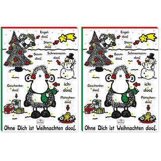Sheepworld Adventskalender mit Motiv „Ohne Dich ist Weihnachten doof“ | 26 cm x 35 cm, Schokoadventskalender, 75 g | gefüllt mit Schokolade, Kalender für Kinder, lustiges Design | 51126