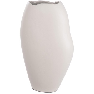 Casablanca Deko Vase aus Aluminium - Blumenvase Moderne Deko Wohnzimmer Tischdeko - Fabe: Creme Höhe 33 cm