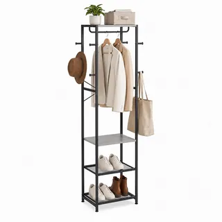 Relaxdays Garderobenständer 40 x 181 x 28 cm Schwarz/Grau/Mehrfarbig