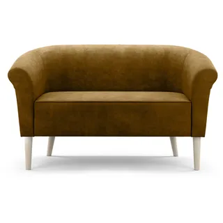 GUTTO Skandinavisches Sofa 2 Sitzer --LILIE-- Braun Sitzbank Velour Lieferung 7 Tage - hohe Beine aus Holz in Schwarz Weiẞ Buche - Bronze, Hellbraun