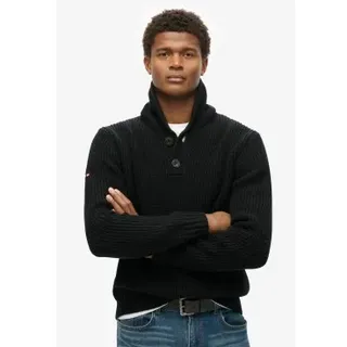 Superdry für Herren. M6110620A Schwarzer Schalkragen-Pullover (S), Lässig, Wolle, Acryl