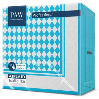 Paw Decor Collection PAW - Servietten aus Airlaid - Stoffähnlich (40 x 40 cm) I 50 Stück I Bayrisch Blau Servietten | Ideal Tishdeko bei Partys im Stile von Oktoberfest oder für Bayrischen Flair I Farbe: Bavaria