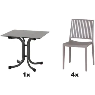Siena Garden Gartenmöbel Set Lane 5-teilig 80 cm x 80 cm Taupe