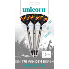 Bild Unicorn Maestro 90% Tungsten-Dimitri Van den Bergh Dartpfeile mit weicher Spitze, Schwarz/Rot/Orange, 18 g