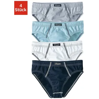 Slip LE JOGGER, Jungen, Gr. 176, 4 Stk., blau (grau, meliert, weiß, blau, marine), Jersey, Obermaterial: 100% Baumwolle, unifarben, körpernah, Unterhosen Slip, aus reiner Baumwolle