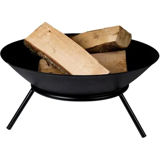 Feuerschale mit Untergestell und 3 Füßen, rund, 26 x Ø 56 cm, Gusseisen, Schwarz - Schwarz