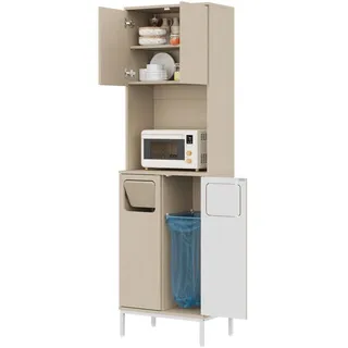 Okwish Küchenbuffet 35/53/181 cm weiß aus MDF mit Müllfach , Weiß , Holzwerkstoff , 35x181x53 cm , Esszimmer, Anrichten, Buffetschränke