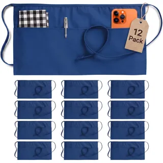 Utopia Wear 3 Taschen Taillenschürze [12 Stück], Server Kellnerin, kurze Schürze für Damen und Herren, Küche, Restaurant und Basteln