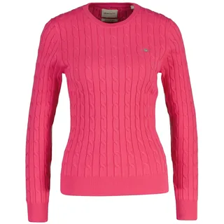 Sweater GANT "Strickpullover STRETCH COTTON CABLE C-NECK", Damen, Gr. L, pink, Obermaterial: 88% Baumwolle CO. 10% Polyamid PA. 2% Elasthan EL., Sweatshirts Sweater