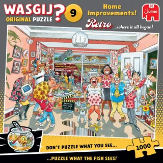 JUMBO Spiele Jumbo 1110100502 - Wasgij Retro Original 9, Home Improvements!, Kleinere Umbauten!, Comic-Puzzle, 1000 Teile