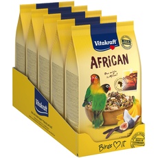 Vitakraft African, Futter für afrikanische Kleinpapageien, mit wichtigen Vitaminen und Nährstoffen, in Vorratsgröße, ohne Zusatz von Zucker (5x 750g)