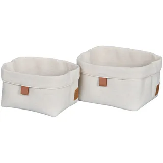 LOVE !T STORE !T Aufbewahrungskorb Set 2-teilig Stoff-Körbchen für Badezimmer Deko und Babyzimmer 37 x 22 x 20 cm beige