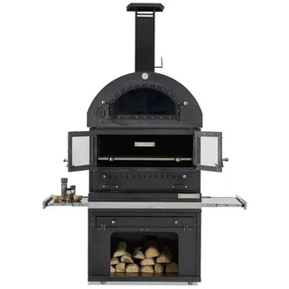 JV moebel Eleganter Grillkamin aus Edelstahl in Schwarz für Garten und Terrasse schwarz