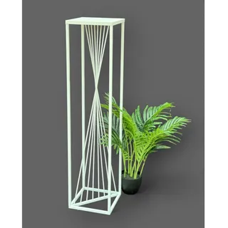 DanDiBo Blumenständer Metall Weiß Eckig 100 cm , 24x100x24 cm , Wohnzimmer, Wohnzimmertische, Blumenständer